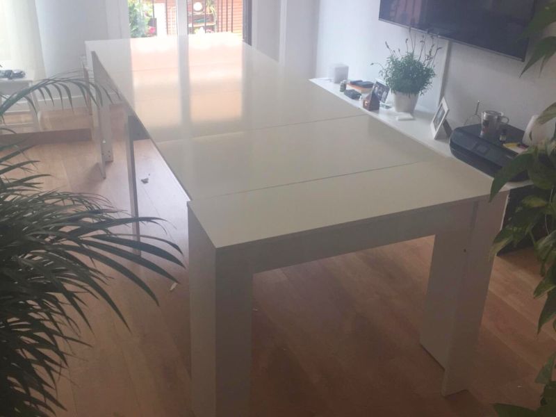 Foto de cliente de Mesa comedor súper extensible Train blanco brillo 5 posiciones 51-237x90 cm