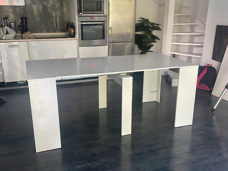 Foto de cliente de Mesa comedor súper extensible Train blanco brillo 5 posiciones 51-237x90 cm