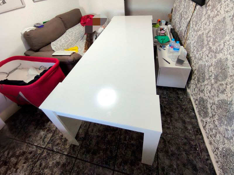 Foto de cliente de Mesa comedor súper extensible Train blanco brillo 5 posiciones 51-237x90 cm