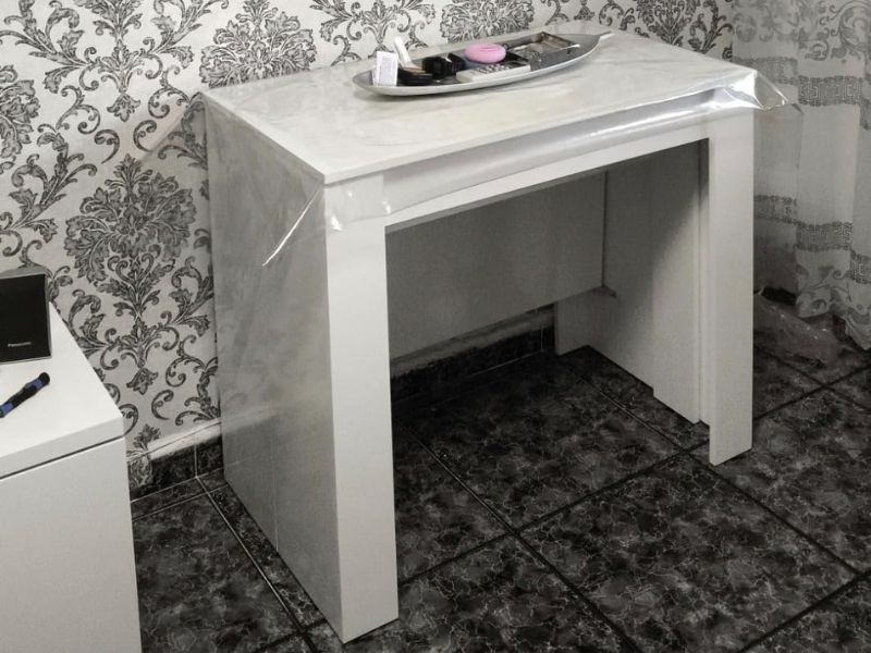Foto de cliente de Mesa comedor súper extensible Train blanco brillo 5 posiciones 51-237x90 cm