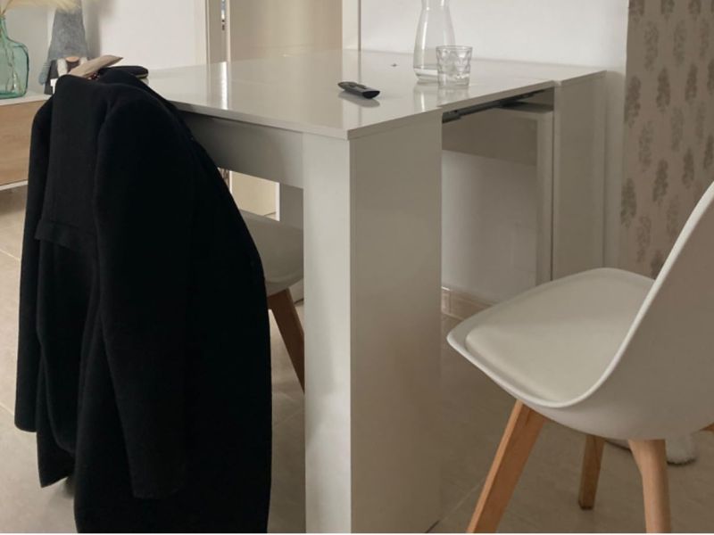 Foto de cliente de Mesa comedor súper extensible Train blanco brillo 5 posiciones 51-237x90 cm