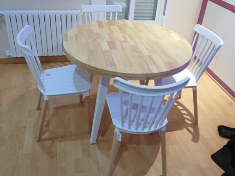 Foto de cliente de Mesa Comedor Redonda Extensible Berg Madera Color Roble Nordish y Blanco 100-180x100 cm