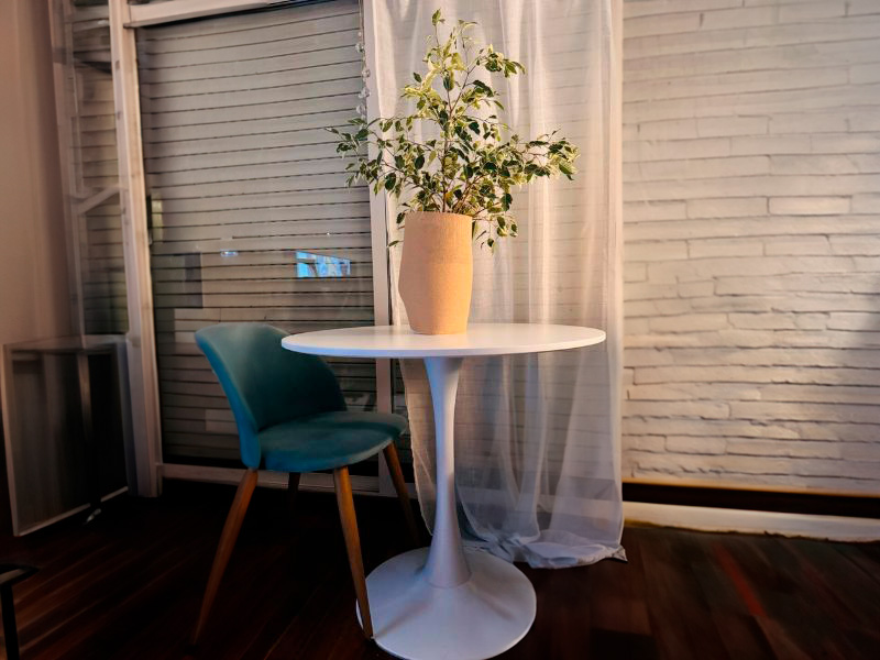 Foto de cliente de Mesa redonda fija Gina blanca cocina comedor 110x110 cm