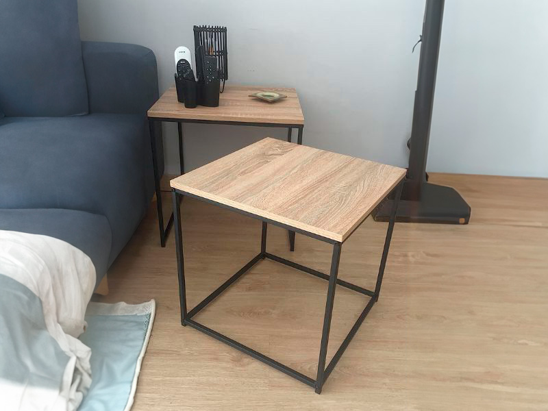 Foto de cliente de Mesas centro auxiliares Aliaj 2 niveles negro y roble claro