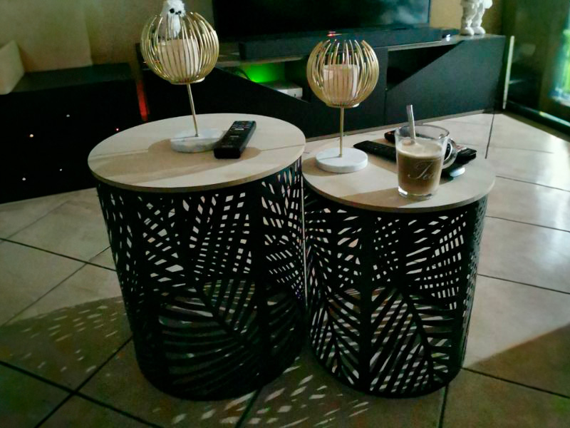 Foto de cliente de Mesas de Centro Nido 2 unidades Nido Feuille Metal Negro y Roble