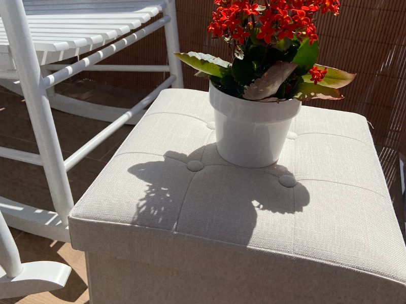 Foto de cliente de Baúl Puff Plegable Lysandre en Color Beige con Terciopelo 38x38 cm