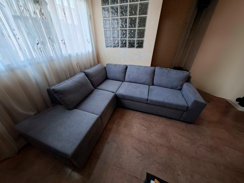 Foto de cliente de Sofá Cama Chaise Longue con Arcón, Estante y Puf Romeo Gris Oscuro 249 cm