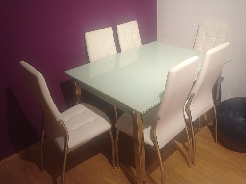 Foto de cliente de Sillas De Comedor Moderna Laci De Polipiel Y Metal Cromado Color Blanco