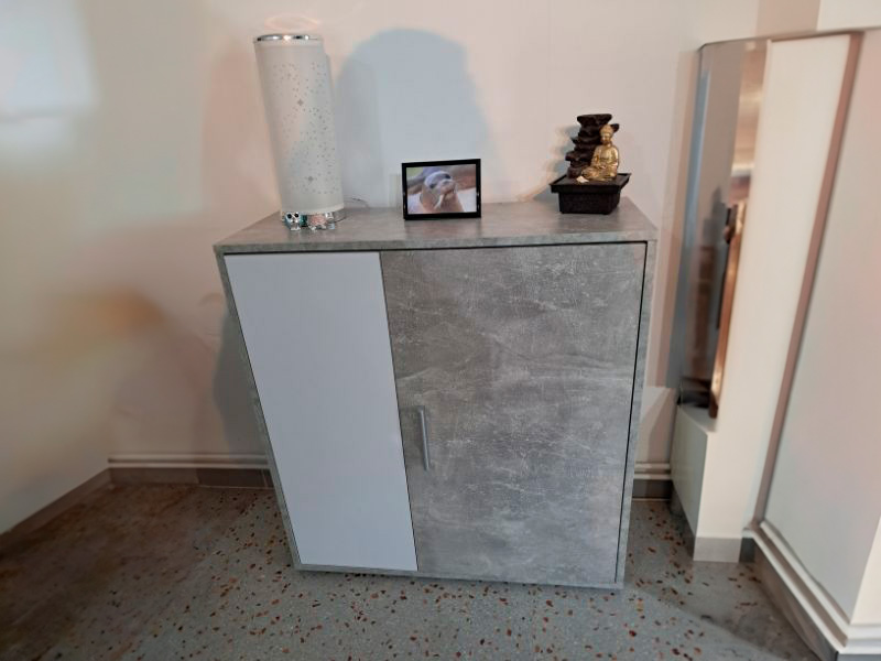 Foto de cliente de Aparador Salón Moderno Rom Blanco Mate y Cemento 80 cm