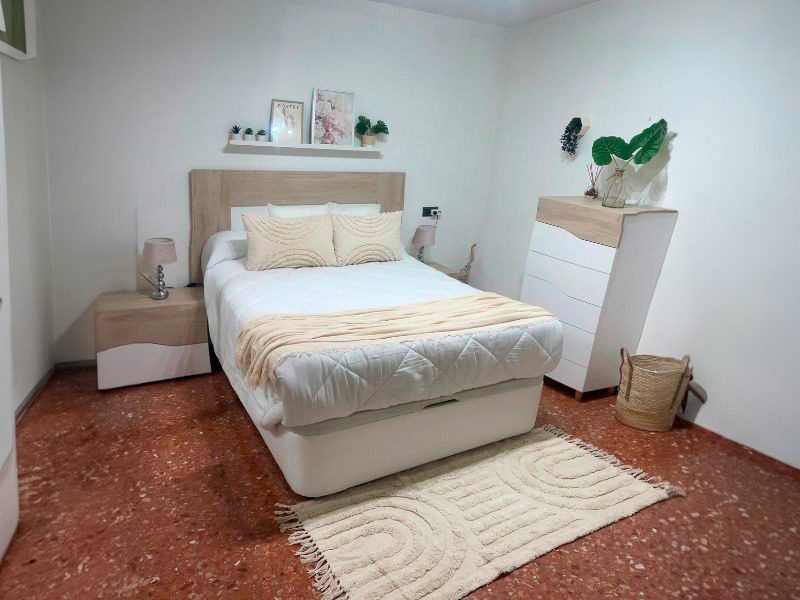 Foto de cliente de Dormitorio Matrimonio Estilo Nórdico Completo Blanco y Sahara 150 cm (CAMA OPCIONAL)