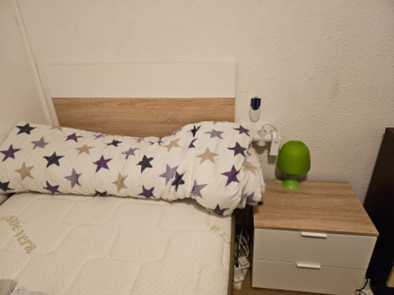 Foto de cliente de Cabecero de cama de 90 con mesita Luca Juvenil Color Blanco y Roble