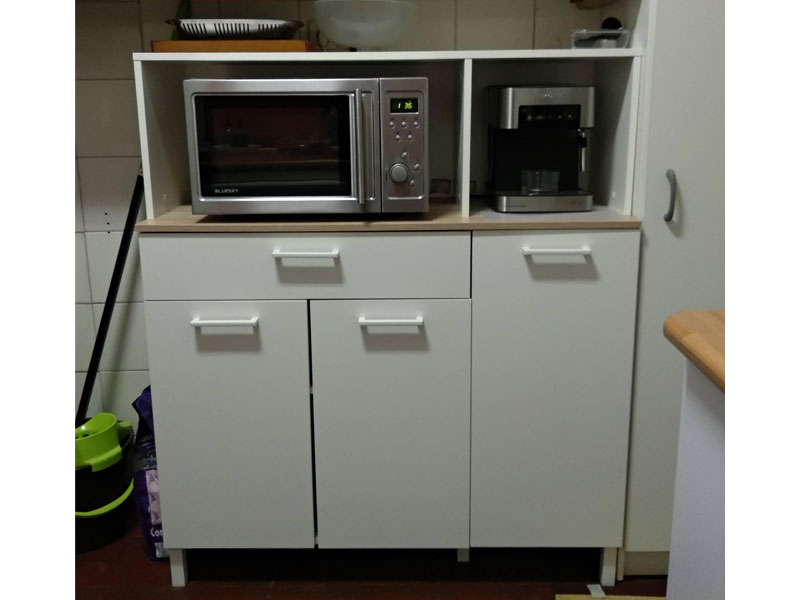 Mueble auxiliar mueble cocina para microondas Yuka, aparador color blanco, muebles  para el hogar, mueble almacenaje cocina
