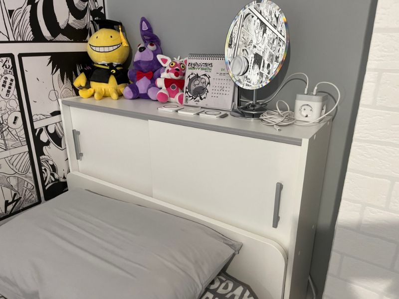 Foto de cliente de Cabecero de Cama de 90 Armario Juvenil Candy Color Blanco Mate 108x98x28 cm