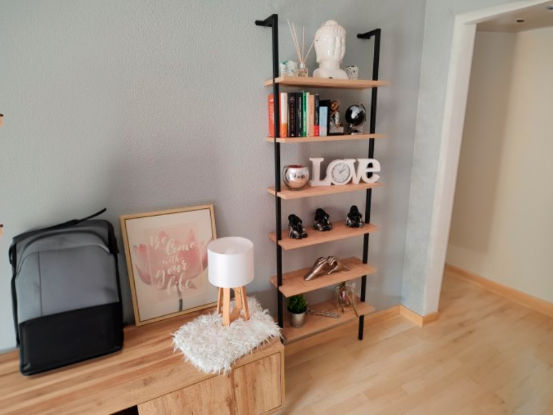 Foto de cliente de Estantería Librería De Pared Rus Roble Safir y Negro 183X60X20 cm