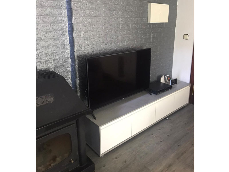 Foto de cliente de Mueble Salón Estilo Industrial Color Blanco Artik Y Gris Cemento 200 cm