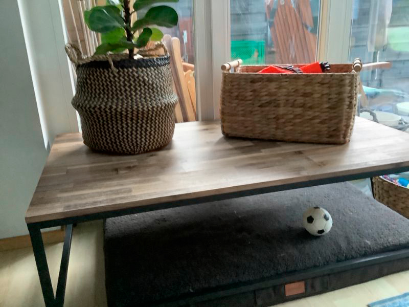 Foto de cliente de Mesa de Centro salón comedor fija color Roble Sonoma y Negro 90x48 cm