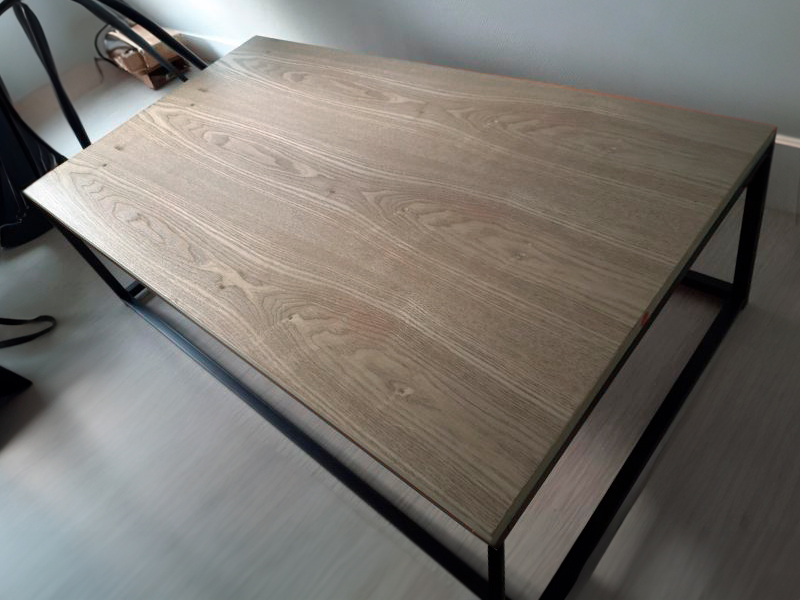 Foto de cliente de Mesa de Centro salón comedor fija color Roble Sonoma y Negro 90x48 cm