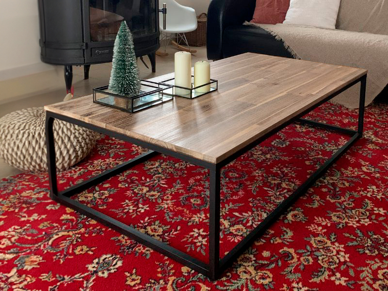 Foto de cliente de Mesa de Centro salón comedor fija color Roble Sonoma y Negro 90x48 cm
