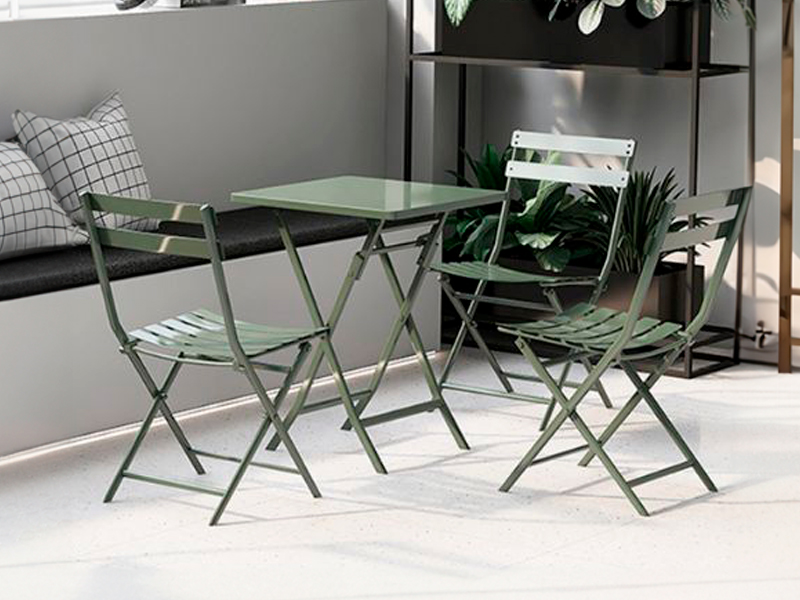 Foto de cliente de Mesa Exterior Plegable Greensboro Color Verde Oliva 70x71 cm