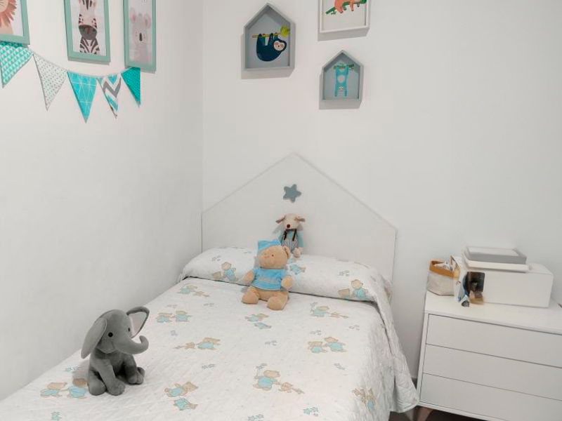 Foto de cliente de Cabecero de Cama de 90 y Mesita Infantil Star Dormitorio Blanco Gris
