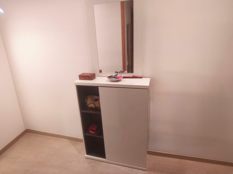 Foto de cliente de Mueble Zapatero Recibidor Blanco Brillo+ Espejo 79 cm