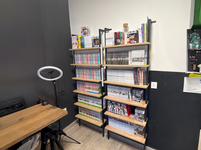 Foto de cliente de Estantería Librería De Pared Rus Roble Safir y Negro 183X60X20 cm