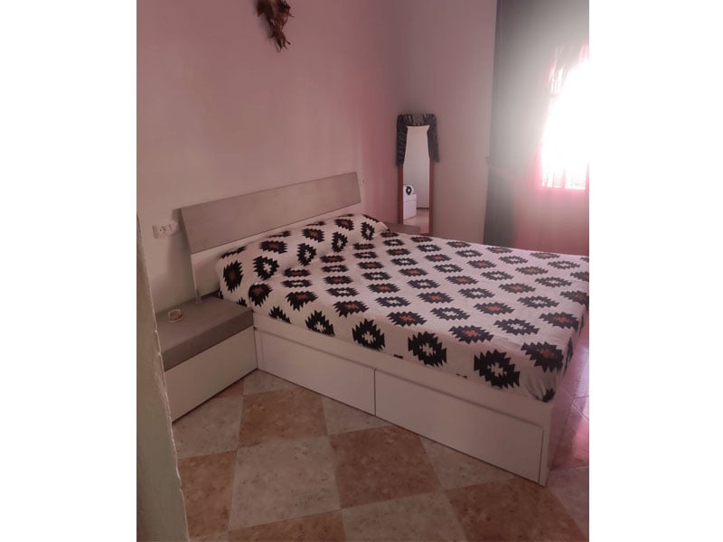 Muebles Dormitorio Matrimonio Completo Color Blanco y Cemento (Cama +  cabecero + cómoda + Armario) SOMIER Incluido : : Hogar y cocina