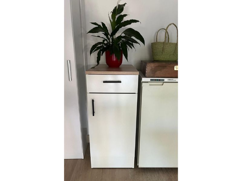 Foto de cliente de Módulo Cocina Inferior Kira con 1 Puerta y 1 Cajón Blanco Brillo y Roble Canadian 40x60 cm