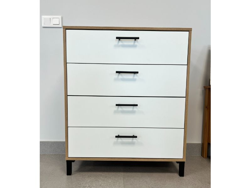 Foto de cliente de Cómoda de 4 Cajones Lúmina en Blanco Artik y Roble Nodi 78x94 cm