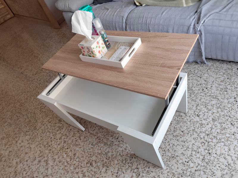 Foto de cliente de Mesa de centro elevable color roble canadian y blanco artik 102x50 cm