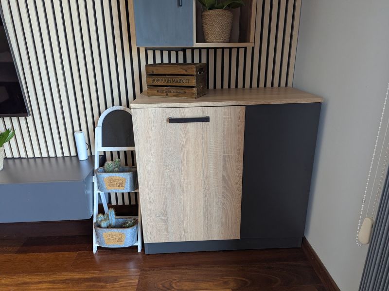 Foto de cliente de Armario Auxiliar Oficina Nibis en Roble Sonoma y Gris Antracita 80x78x40 cm