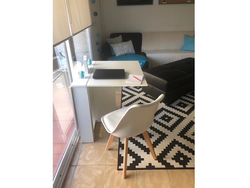 Foto de cliente de Mesa cocina Swing abatible color blanca 18-132x80 cm