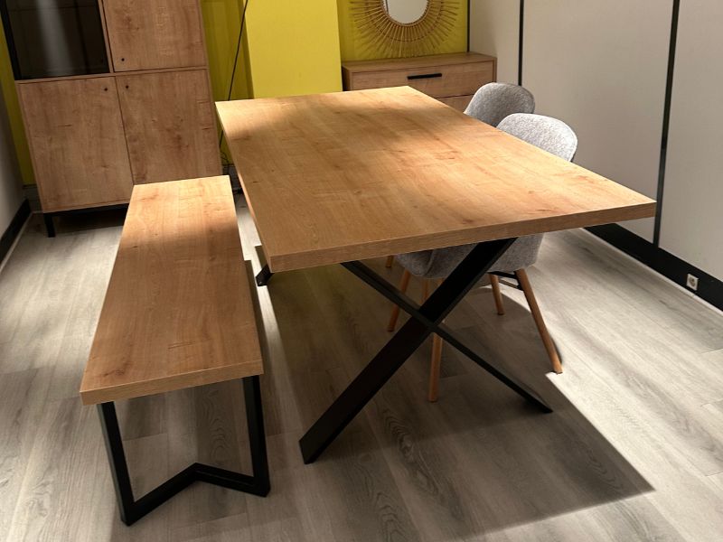 Foto de cliente de Mesa De Comedor Fija Mónaco Roble Saloon Y Negro Estructurado 180x90 cm