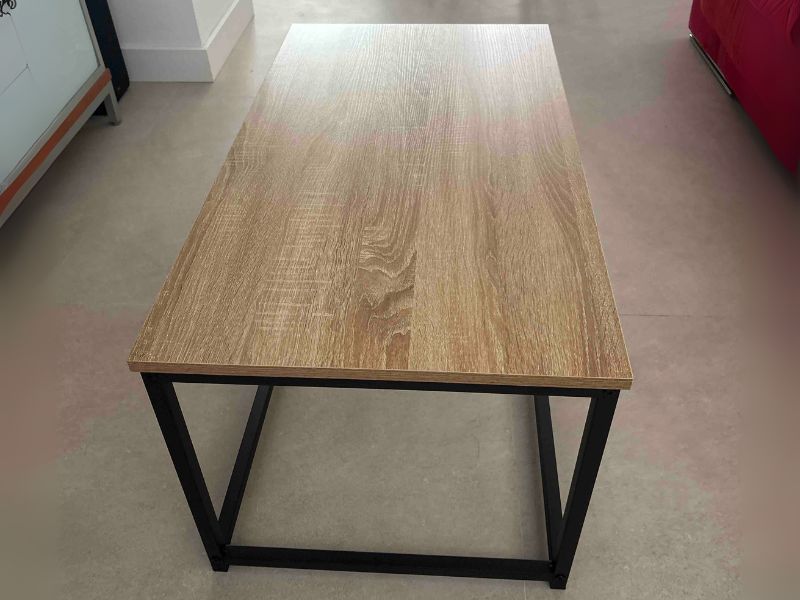Foto de cliente de Mesa de Centro salón comedor fija color Roble Sonoma y Negro 90x48 cm