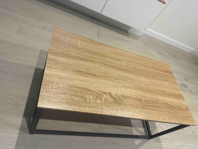 Foto de cliente de Mesa de Centro salón comedor fija color Roble Sonoma y Negro 90x48 cm