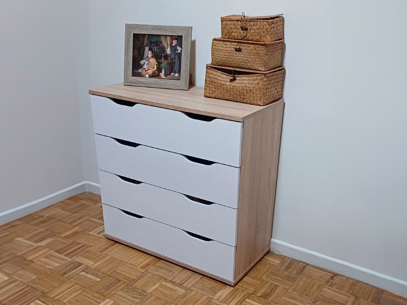 Foto de cliente de Cómoda de 4 Cajones Parc Color Roble Sonoma y Blanco Mate 80x79 cm