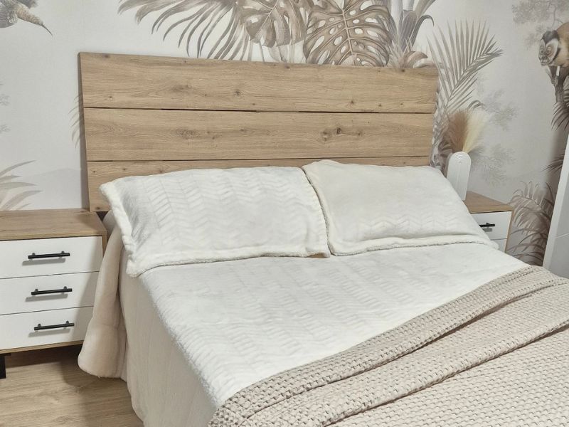 Foto de cliente de Cabecero con 2 Mesitas Lúmina en Blanco Artik y Roble Nodi 240 cm