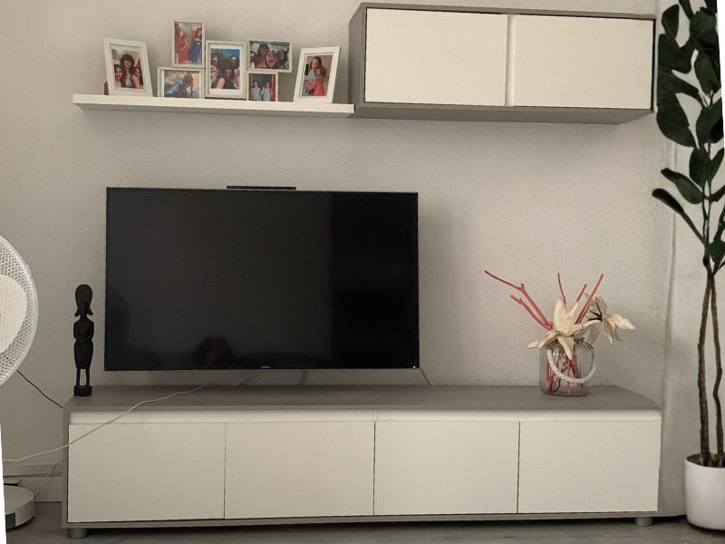 Foto de cliente de Mueble Salón Estilo Industrial Color Blanco Artik Y Gris Cemento 200 cm