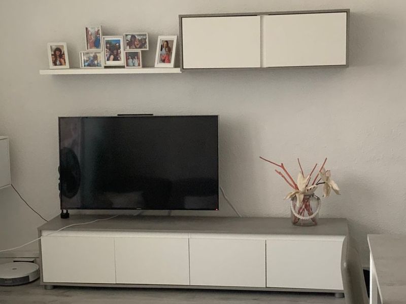 Foto de cliente de Mueble Salón Estilo Industrial Color Blanco Artik Y Gris Cemento 200 cm