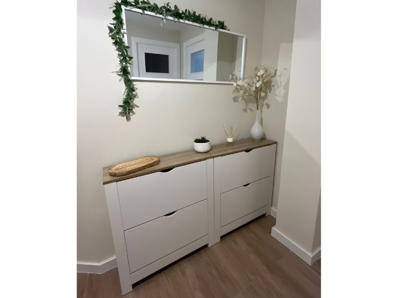 Foto de cliente de Mueble Zapatero Recibidor 2 Trampones Pasillo Tivoli Blanco Mate 74 cm