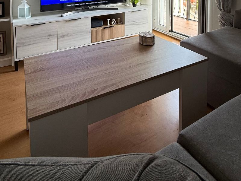 Foto de cliente de Mesa de centro elevable color roble canadian y blanco artik 102x50 cm