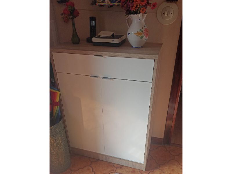 Foto de cliente de Mueble Zapatero Recibidor Berlín Color Cambrian Y Blanco Brillo 75 cm