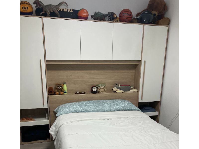 Foto de cliente de Cabecero De Cama Puente John en color roble Brooklyn y blanco Shiny 266 cm