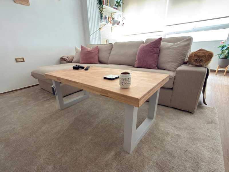 Foto de cliente de Mesa Centro Elevable Street Madera Roble Nordish y Blanco 120x60 cm