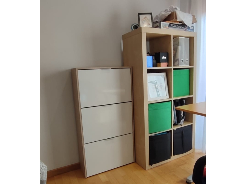 Foto de cliente de Mueble Zapatero Recibidor 3 Puertas Color Roble Y Blanco Brillo 60 cm