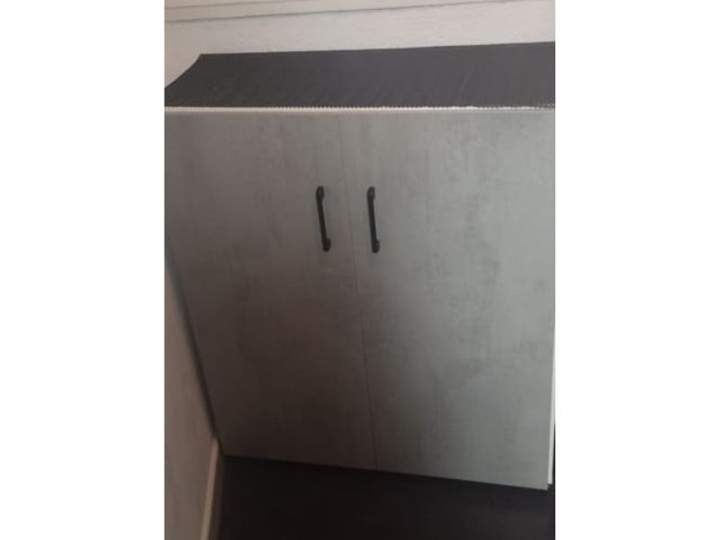 Foto de cliente de Armario Multiuso Bajo 2 Puertas Blanco Y Cemento 80x92 cm