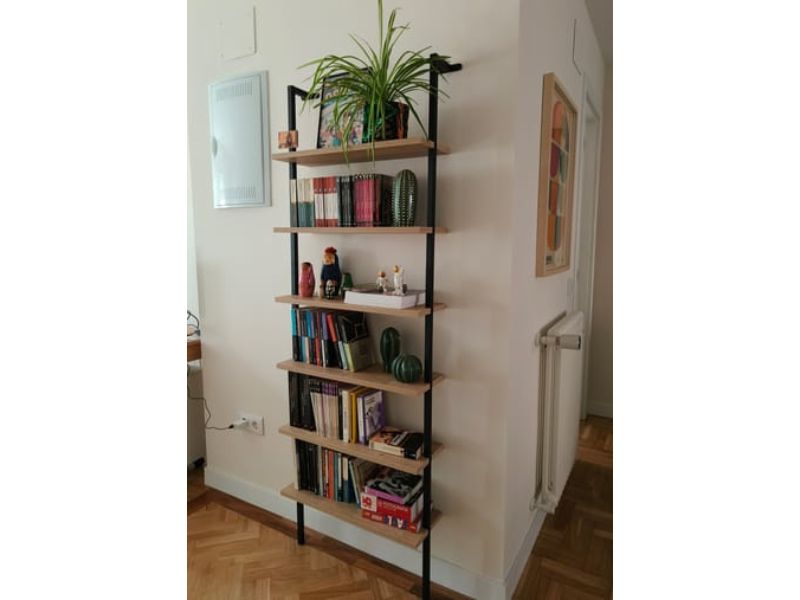 Foto de cliente de Estantería Librería De Pared Rus Roble Safir y Negro 183X60X20 cm