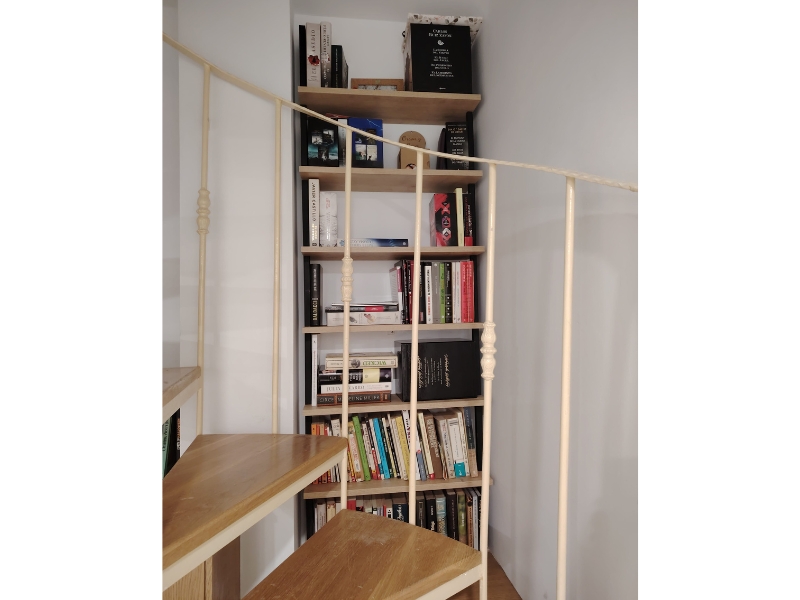 Foto de cliente de Estantería Librería De Pared Rus Roble Safir y Negro 183X60X20 cm