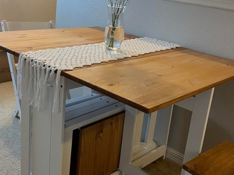 Foto de cliente de Conjunto Mesa y 4 Sillas Plegables Belisim Color Blanco Mate y Roble