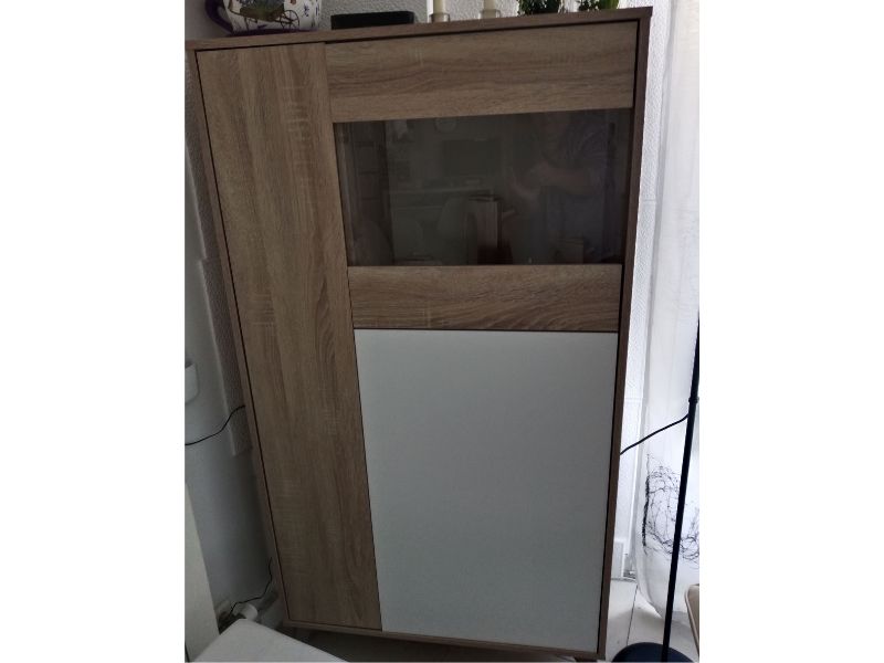 Foto de cliente de Vitrina Kikua Plus color roble y blanco salón 77x142 cm